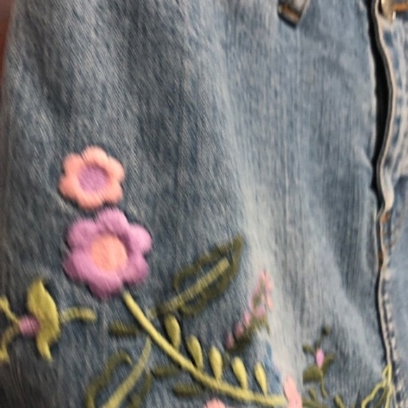 Angels Blue Denim Skirt with Floral Embroidery - Picture 2 of 3